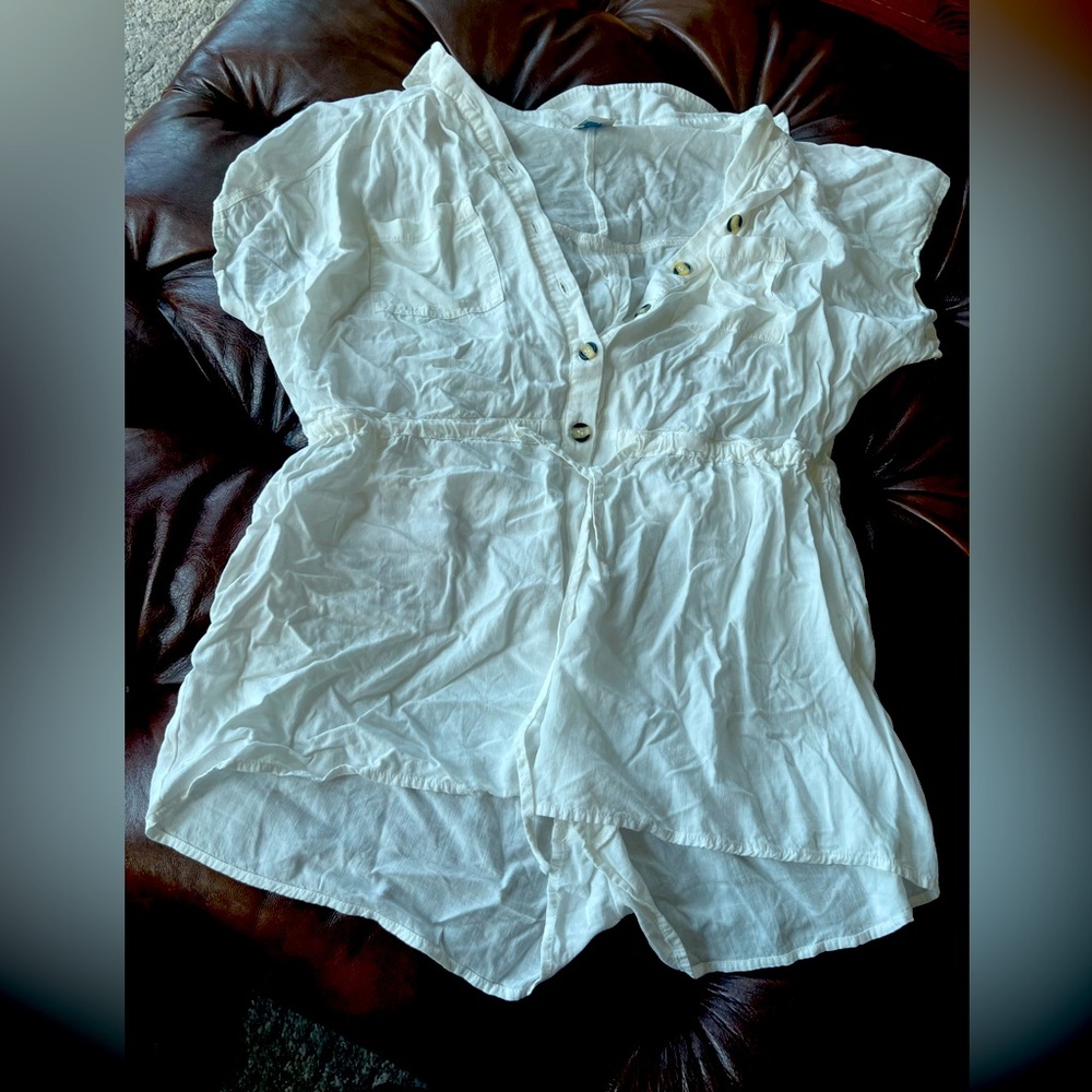 White Button-Up Romper